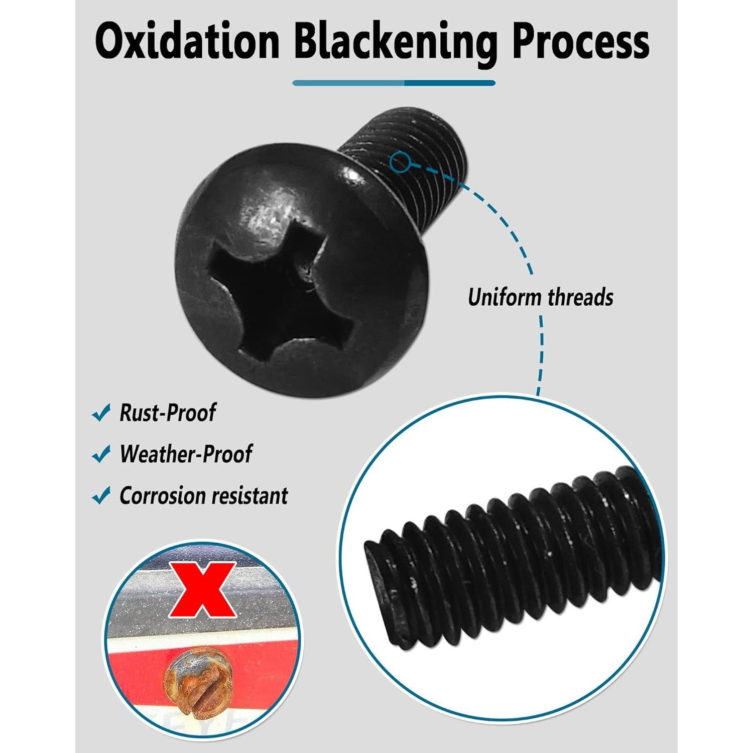 Tornillos de Placa de Licencia Negros ProudUp M6x16mm Acero Inoxidable