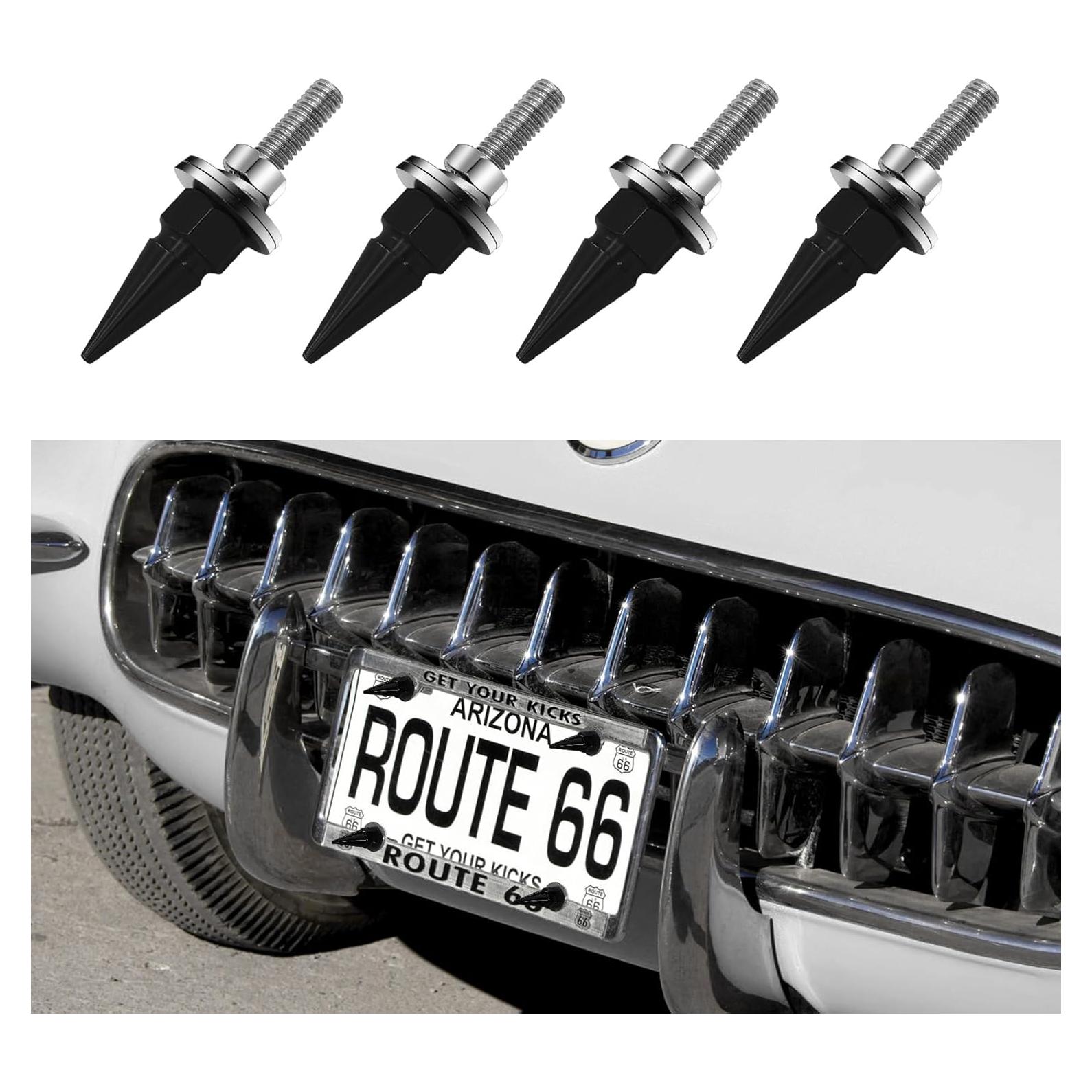 4 Tornillos de Placa de Matrícula HQRNYP - Acero Inoxidable Negro