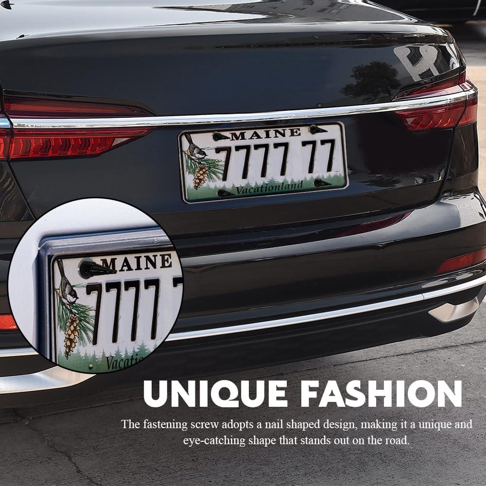 4 Tornillos de Placa de Matrícula HQRNYP - Acero Inoxidable Negro