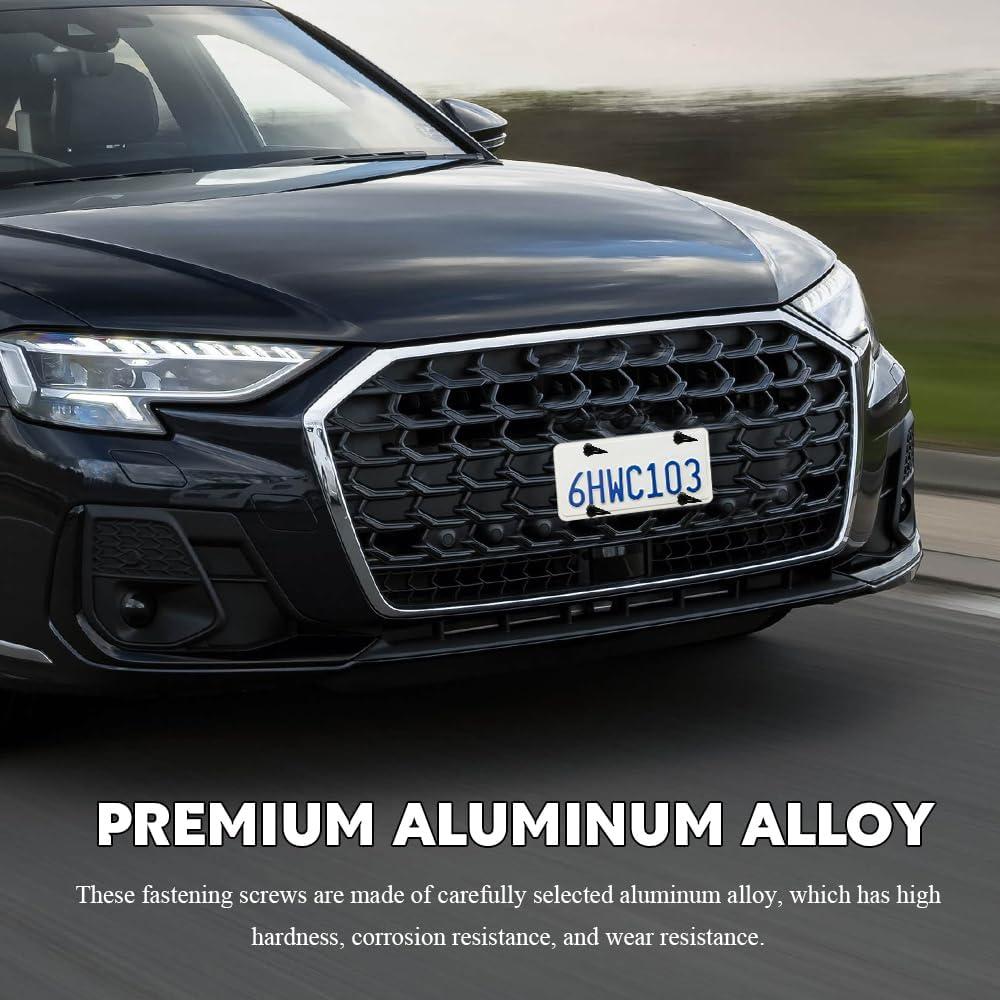 4 Tornillos de Placa de Matrícula HQRNYP - Acero Inoxidable Negro