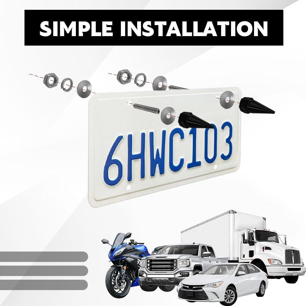 4 Tornillos de Placa de Matrícula HQRNYP - Acero Inoxidable Negro