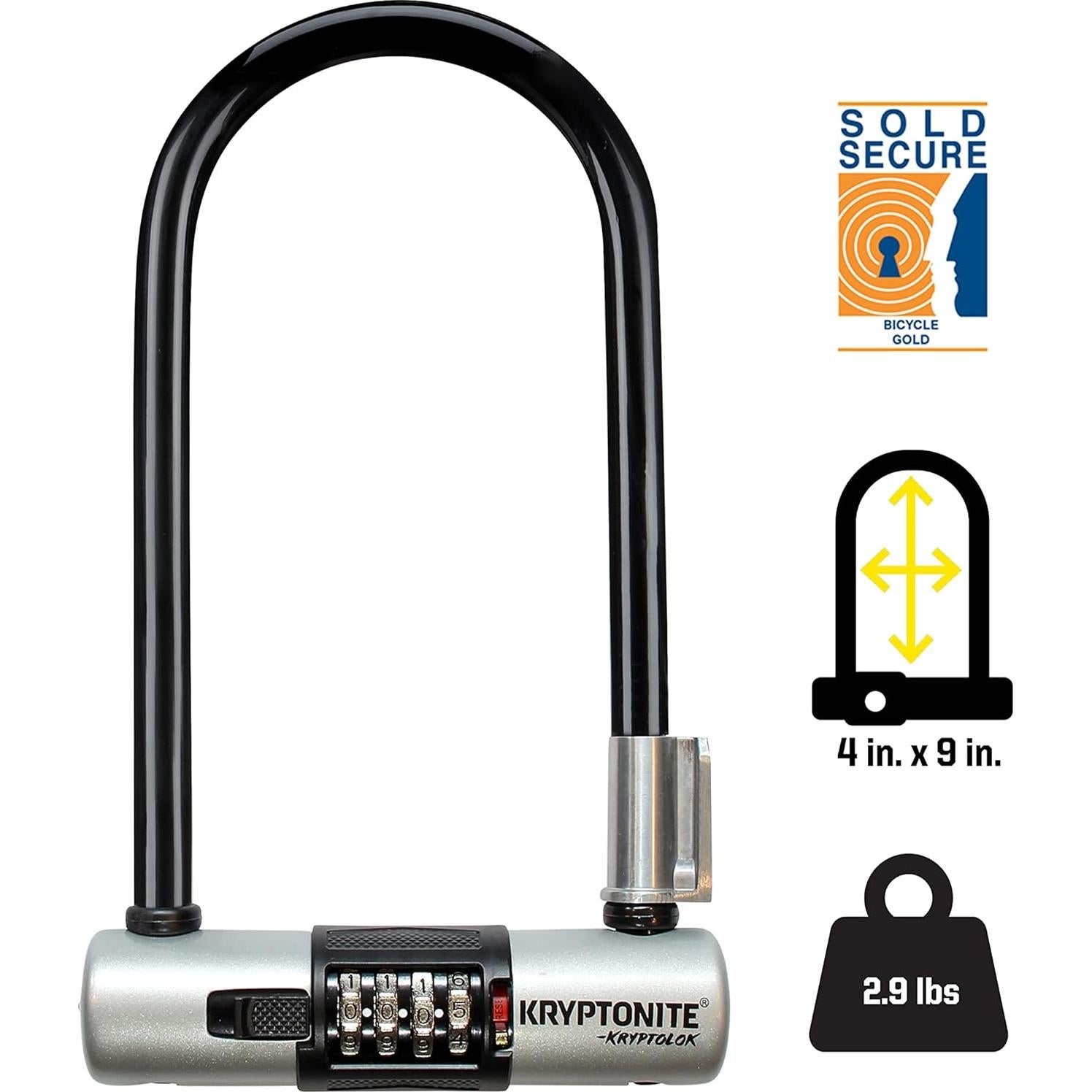Candado U Kryptonite KryptoLok Combo 12.7mm Negro Seguridad