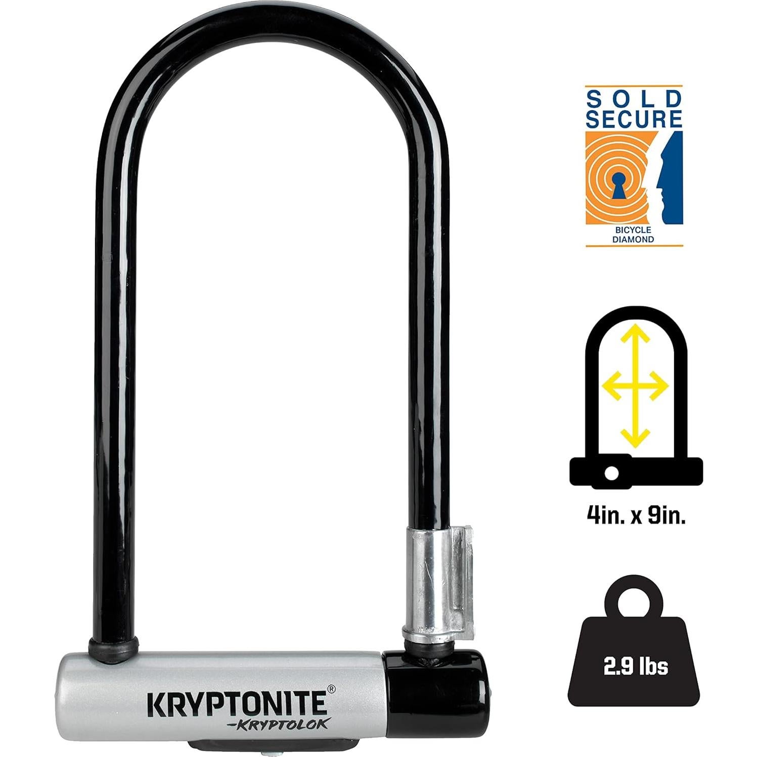 Candado U-Lock Kryptonite KryptoLok Estándar 12.7mm Negro