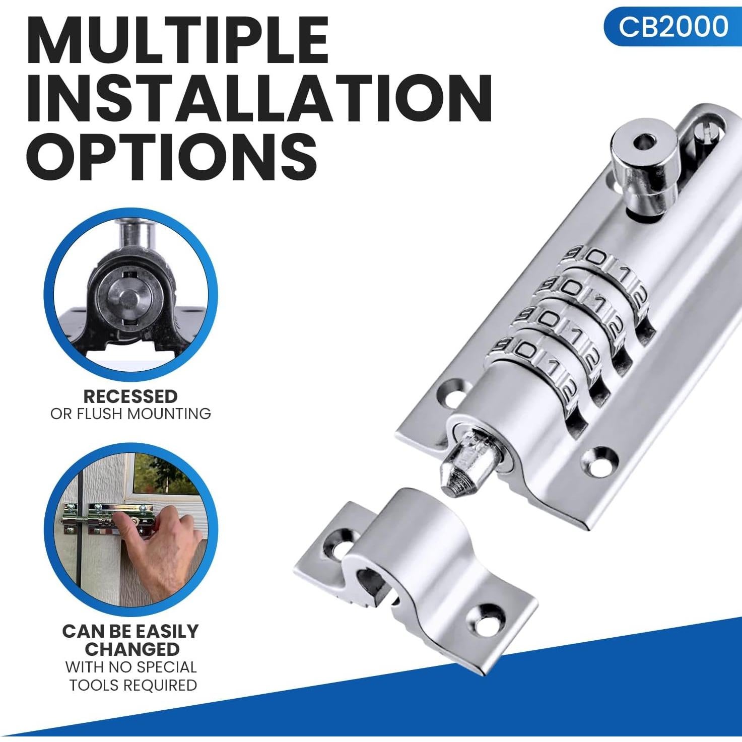 Cerradura de Combinación Deslizante FJM CB2000-CHR Cromo