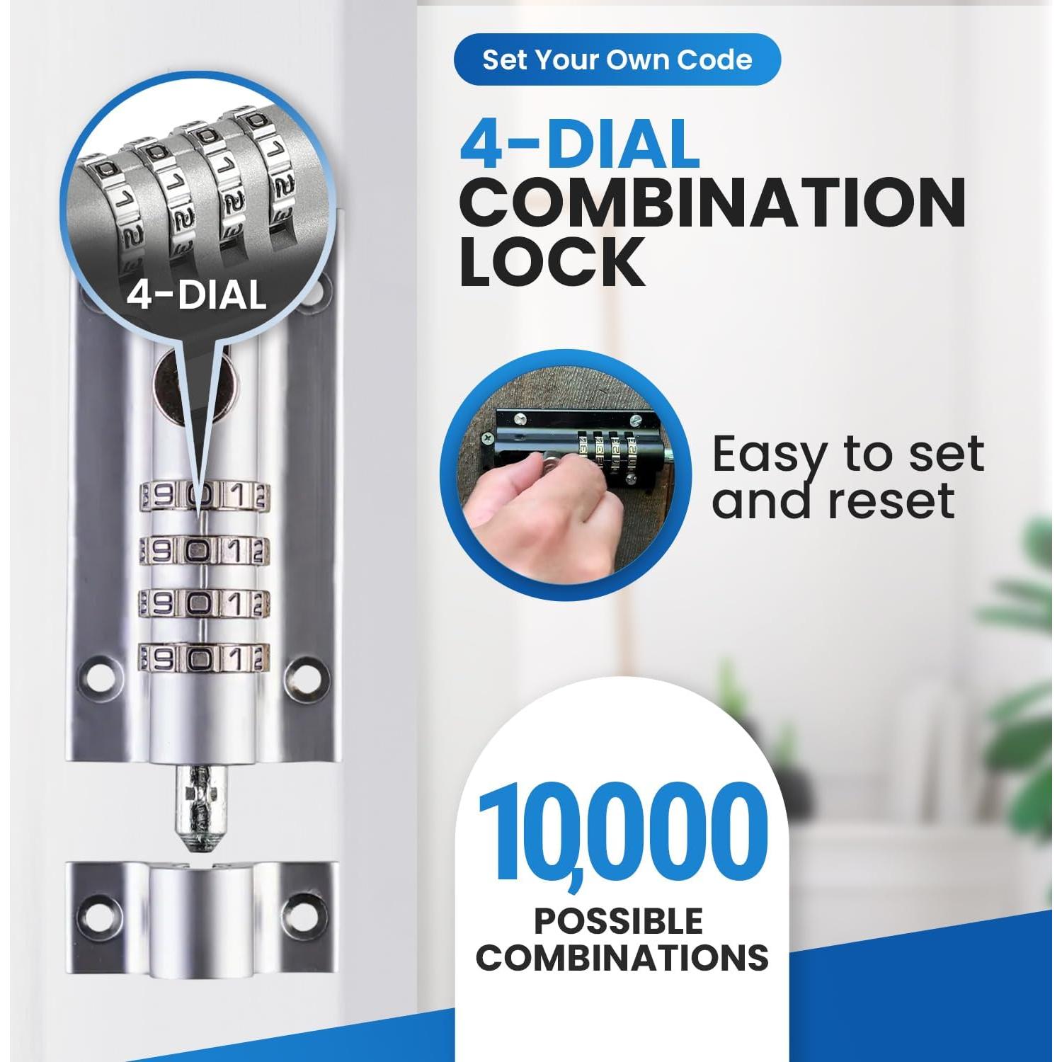 Cerradura de Combinación Deslizante FJM CB2000-CHR Cromo