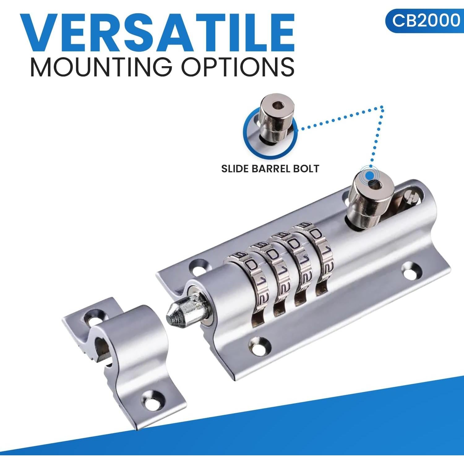 Cerradura de Combinación Deslizante FJM CB2000-CHR Cromo
