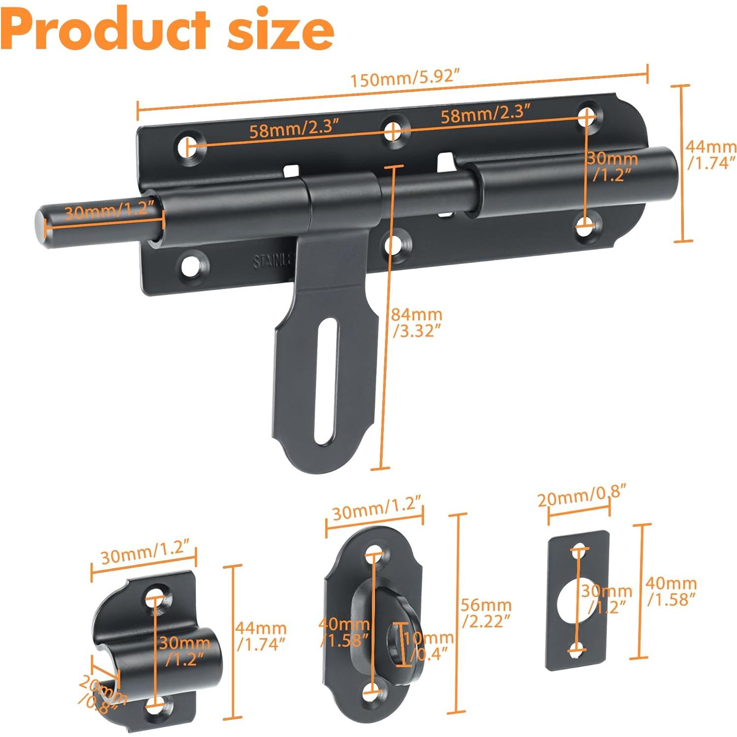 Pestillo de Puerta Alise MCX1000B-6C Acero Inoxidable 15.24 cm
