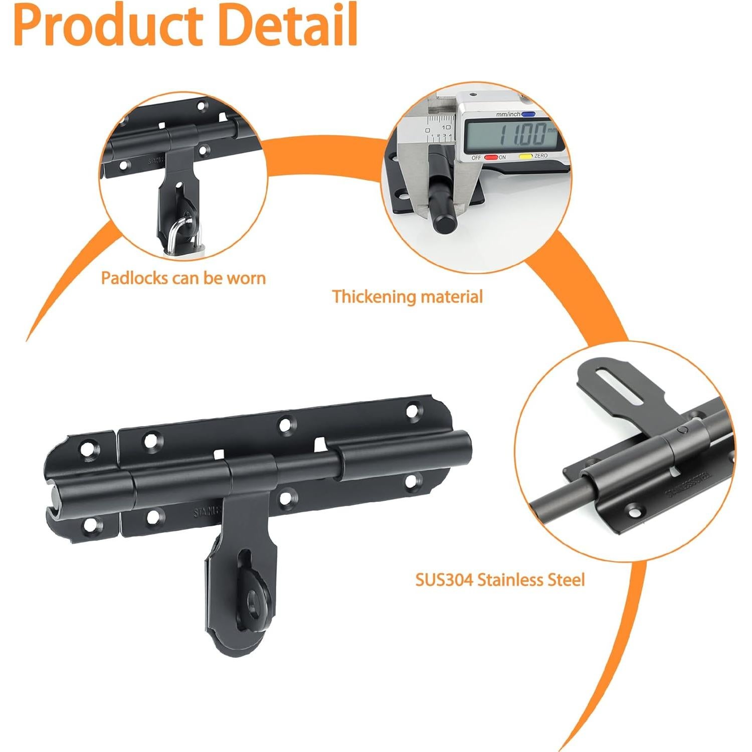 Pestillo de Puerta Alise MCX1000B-6C Acero Inoxidable 15.24 cm