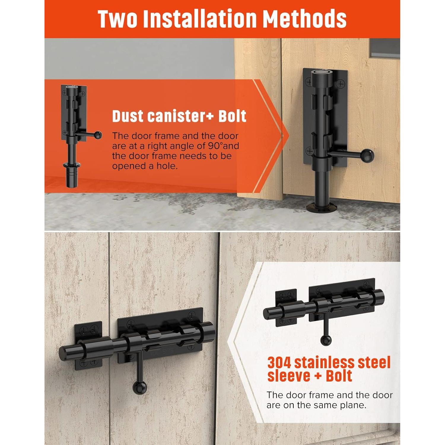 Cerradura deslizante de acero inoxidable Mbotnee 15.24 cm negra
