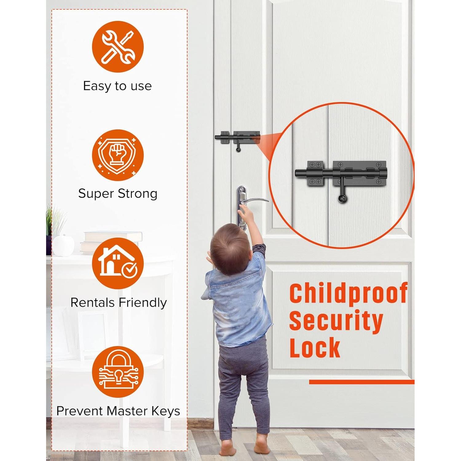 Cerradura deslizante de acero inoxidable Mbotnee 15.24 cm negra