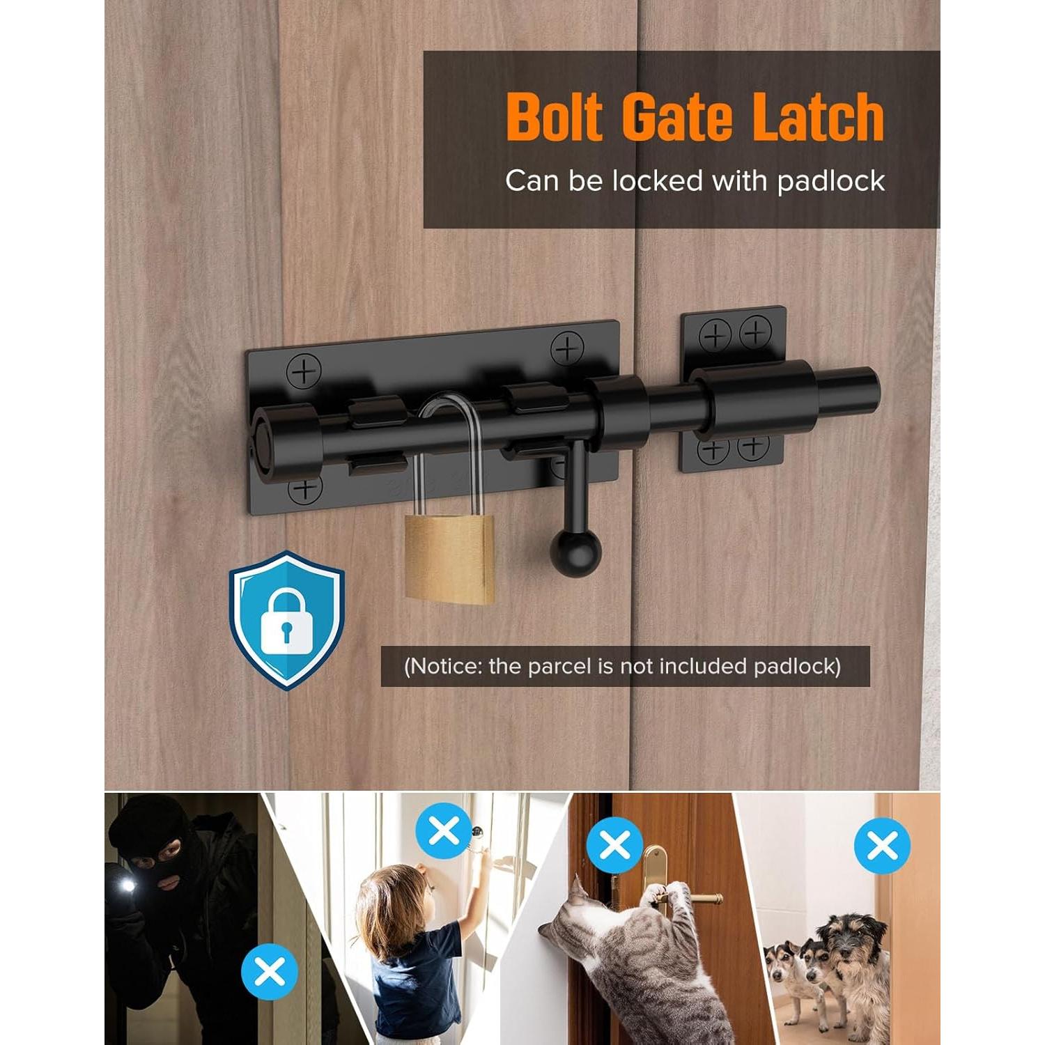 Cerrojo de Barril YogePote Deslizante 157mm Acero Inoxidable - 2pcs