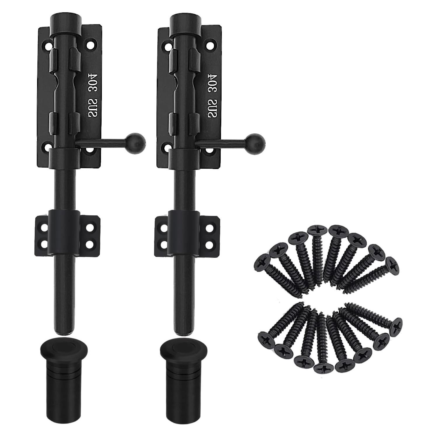 Cierre de Puerta Deslizante Hoponew 20.32 cm Acero Inoxidable Negro