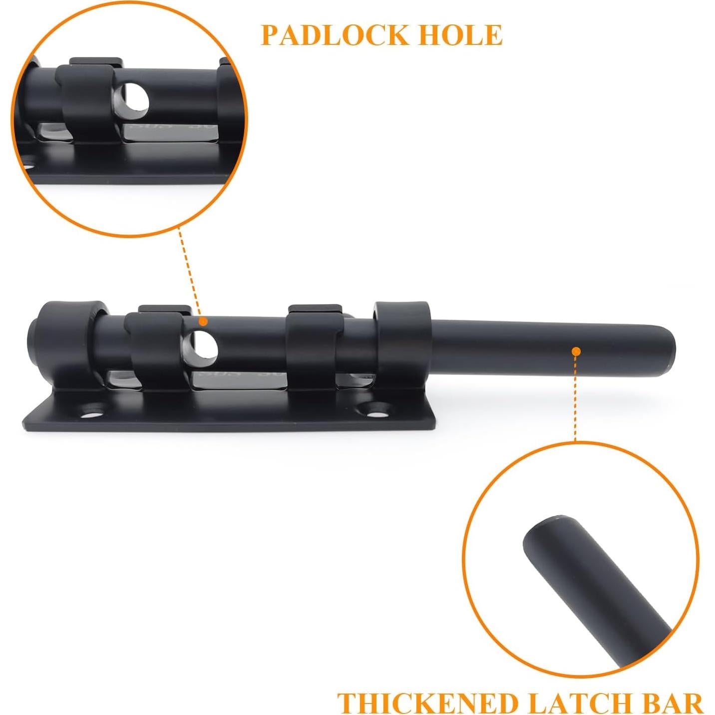 Cierre de Puerta Deslizante Hoponew 20.32 cm Acero Inoxidable Negro