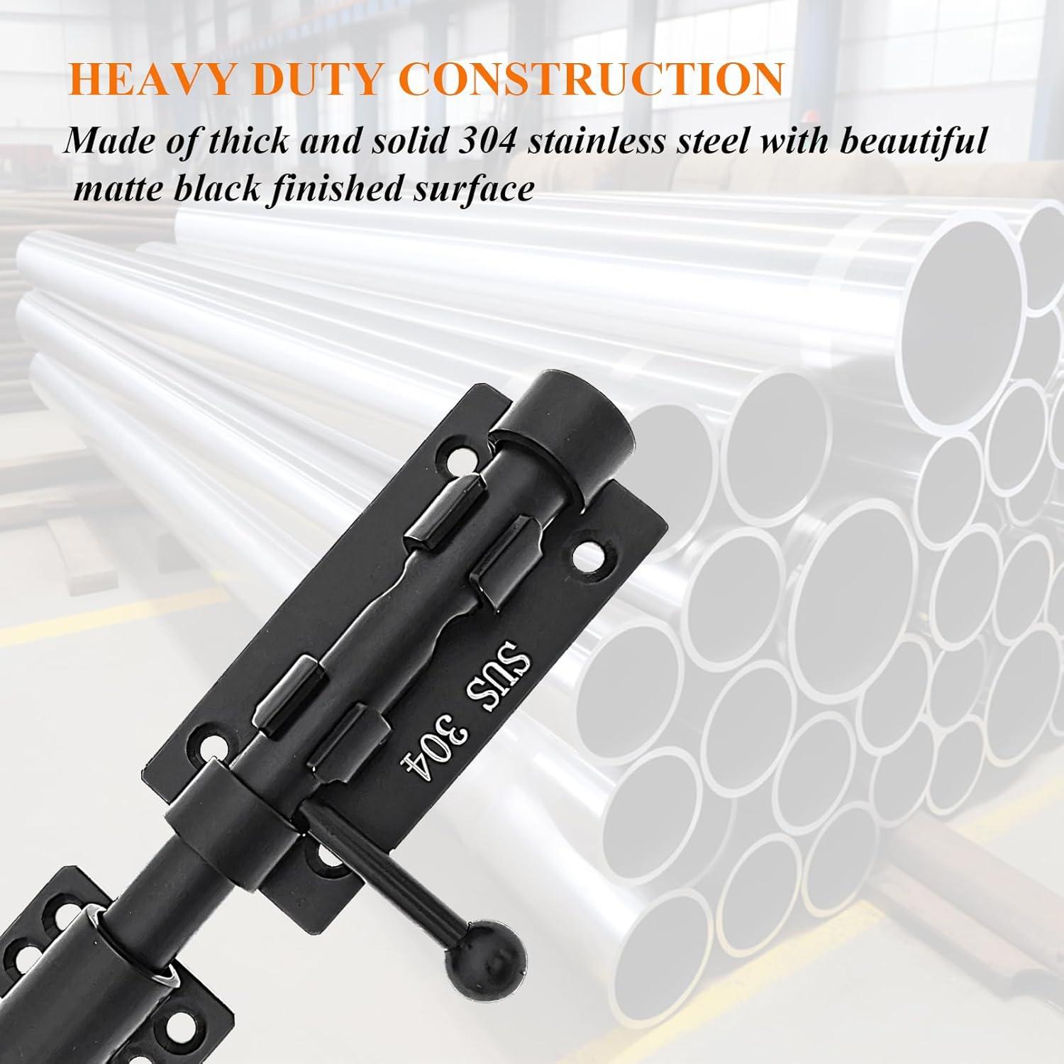 Cierre de Puerta Deslizante Hoponew 20.32 cm Acero Inoxidable Negro