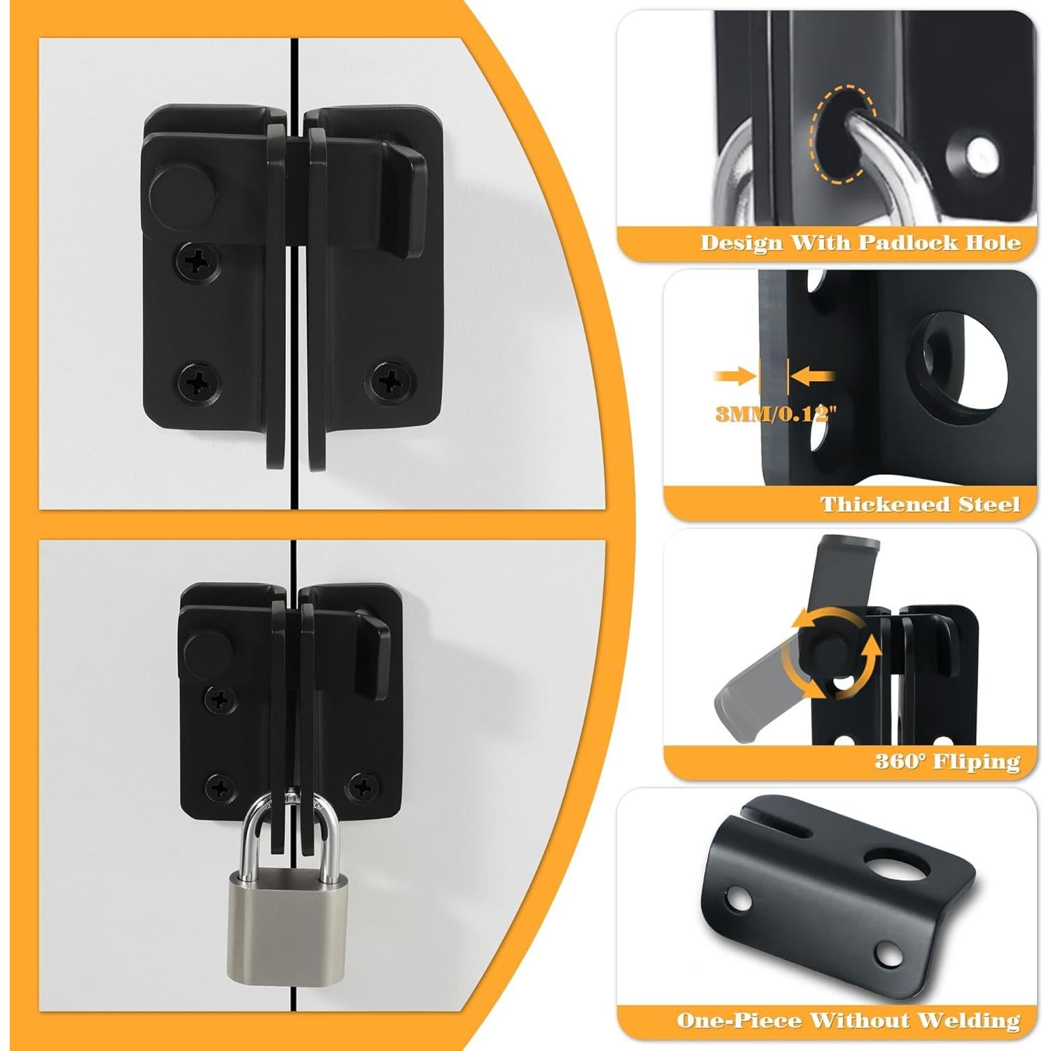 Juego de Pestillos Alise Flip Latch con Candado Acero Inoxidable