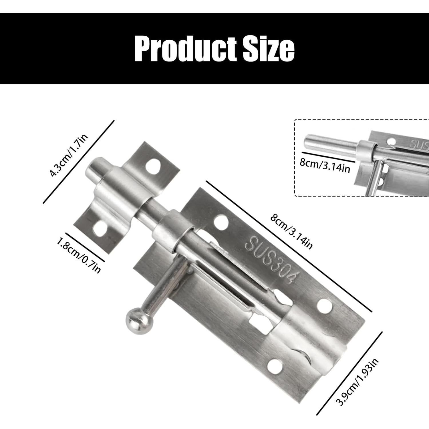 Paquete de 2 Pestillos Deslizantes Acero Inoxidable 304 10 cm