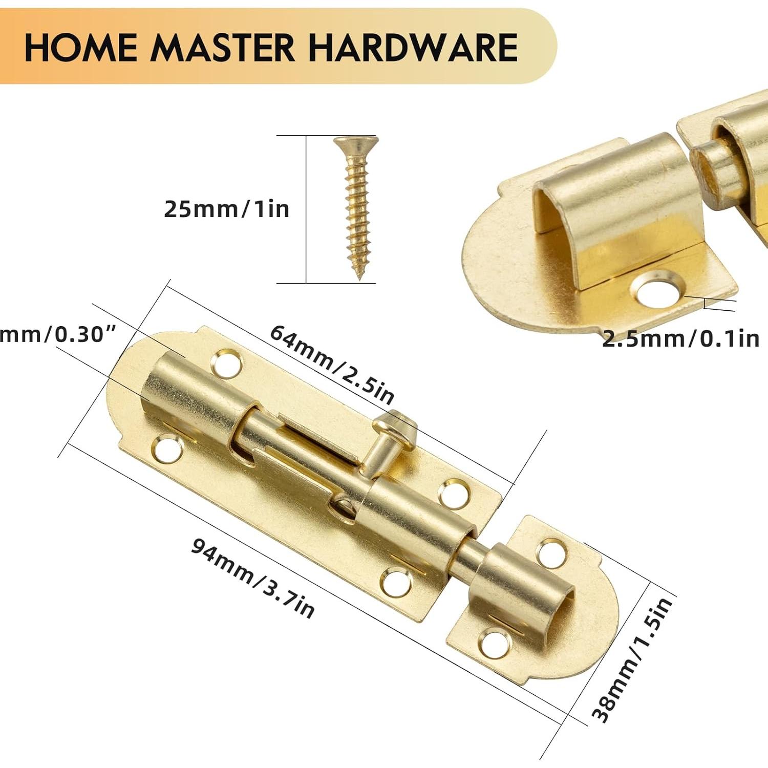 Cerradura Deslizante de Bronce Home Master Hardware 4 Pack 7.62 cm