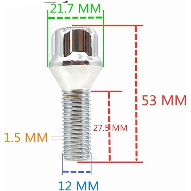 Tornillos de Rueda Antirrobo M12x1.5 USZHANGXIANG para BMW