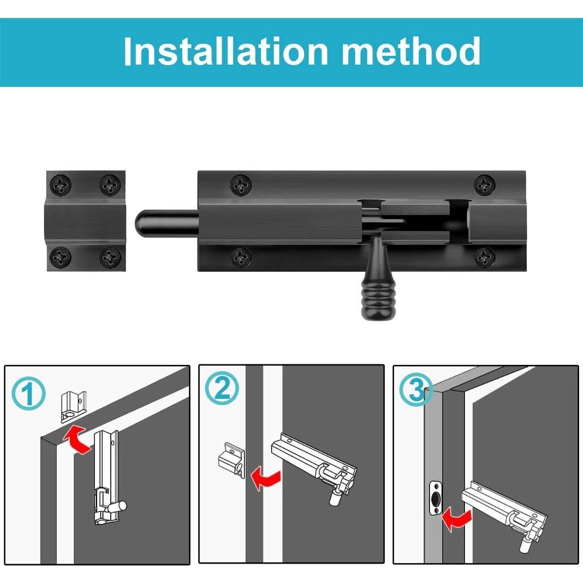 Paquete de 2 Pestillos Deslizantes MOUNTAIN_ARK 12.7 cm Negro