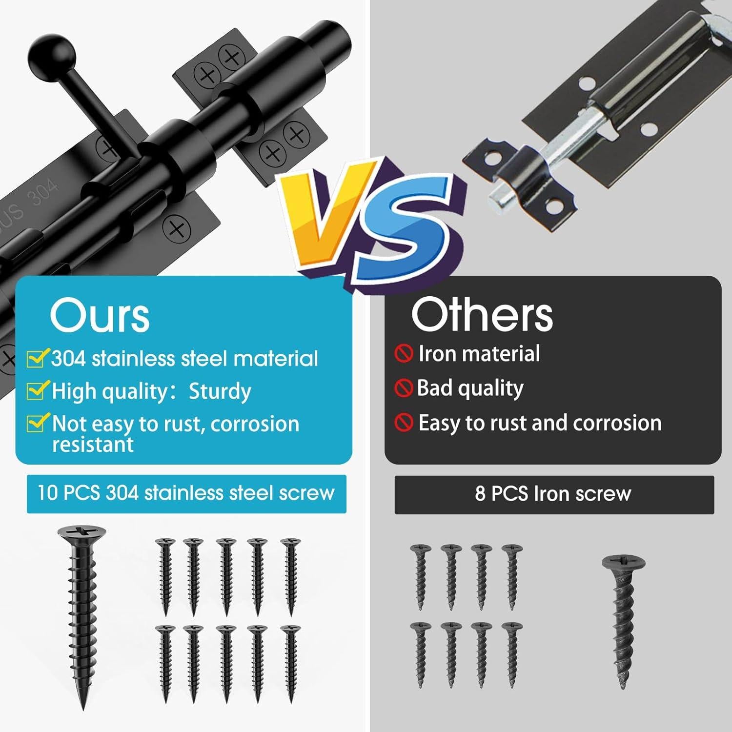 Cierre de Puerta Deslizante MeBantoo 160mm Acero Inoxidable Negro