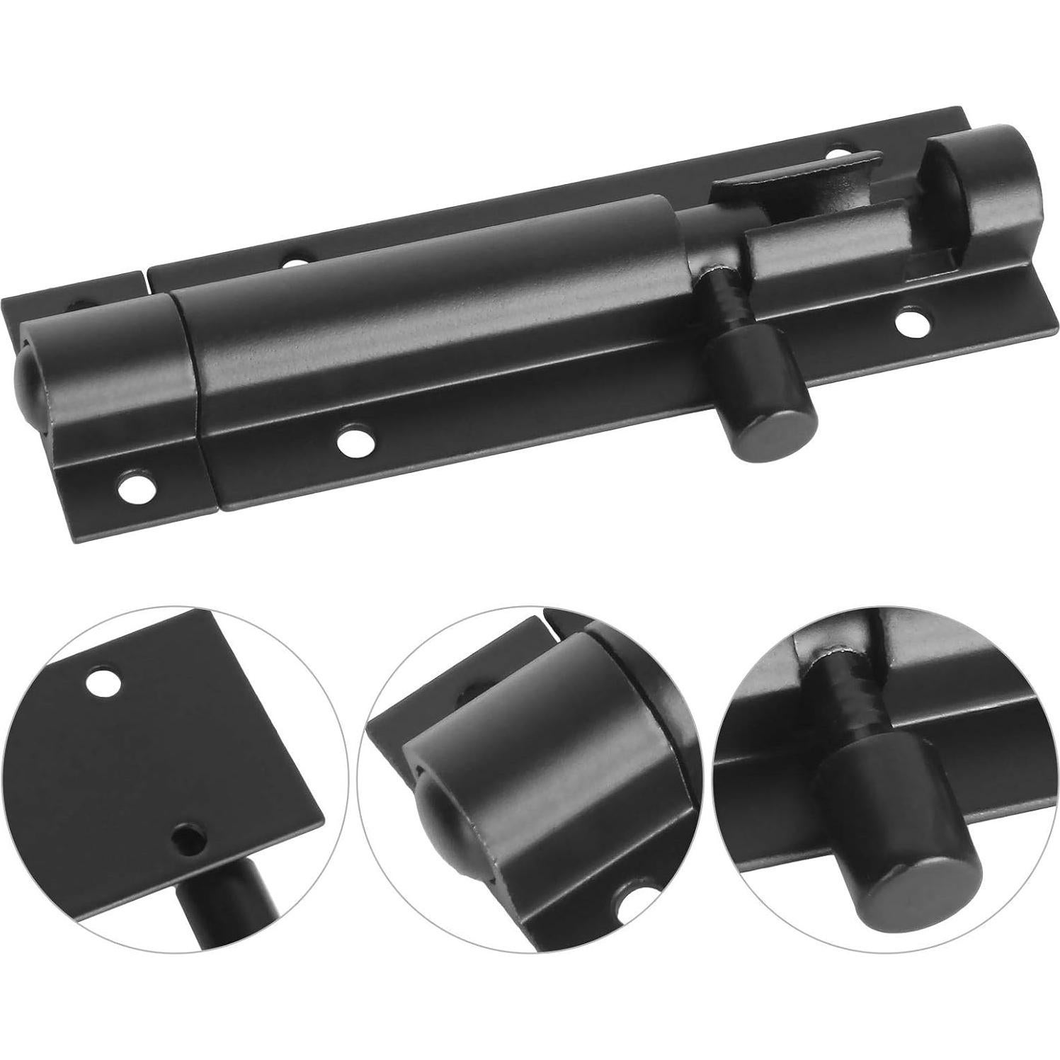 4 Cerrojos Deslizantes de Barril Negro YOUNTHYE 7.2x2.5cm