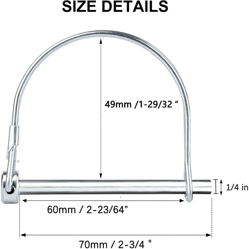 10 Pasadores de Seguridad Comonc 6.3mm x 70mm para Remolque