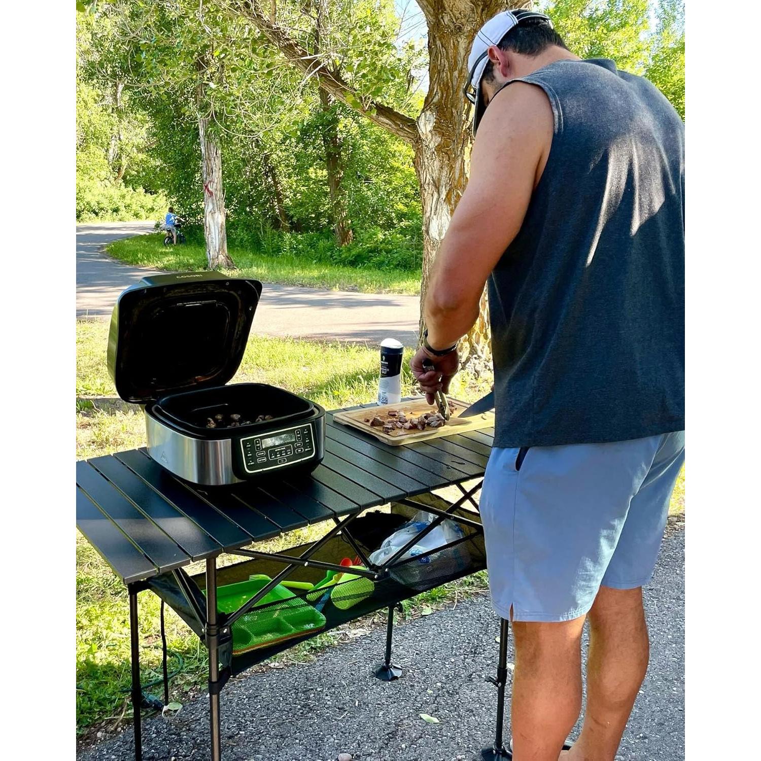 Mesa de Camping Plegable LET'S CAMP 119x56cm Aluminio Ajustable