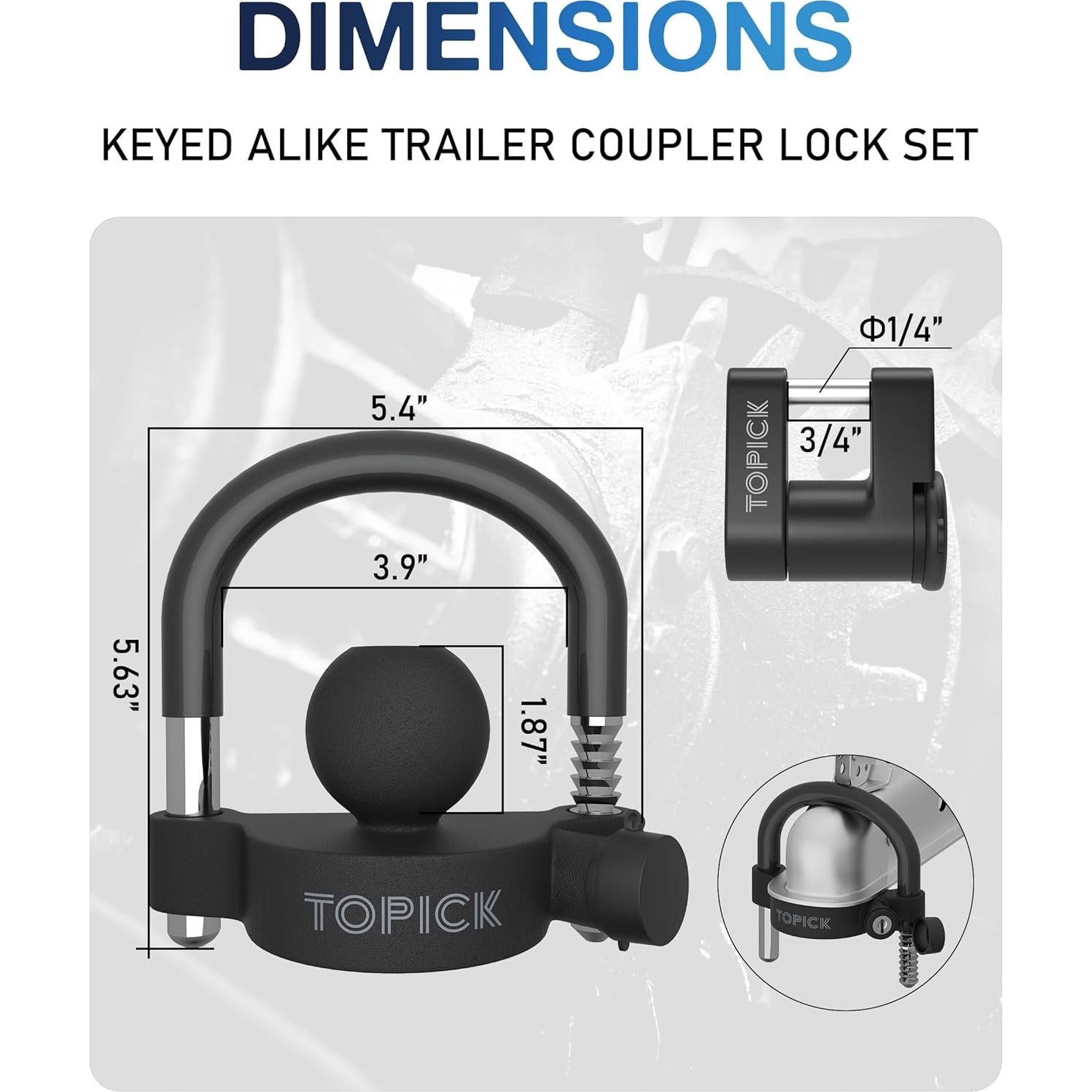 Juego de Cerraduras para Remolque TOPICK con Llave Igual