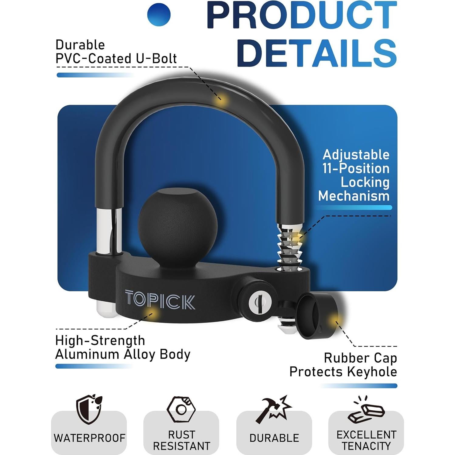 Juego de Cerraduras para Remolque TOPICK con Llave Igual