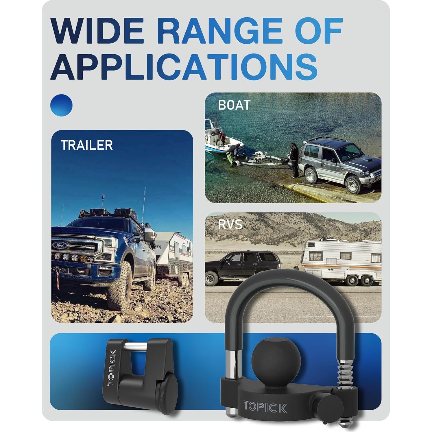 Juego de Cerraduras para Remolque TOPICK con Llave Igual