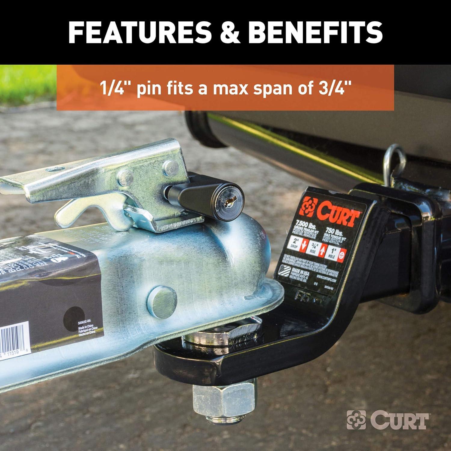 Cerradura de Acoplamiento CURT 23521 Negra 1/4" Pasador