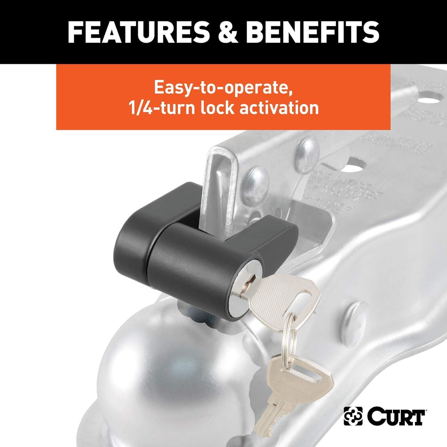 Cerradura de Acoplamiento CURT 23521 Negra 1/4" Pasador