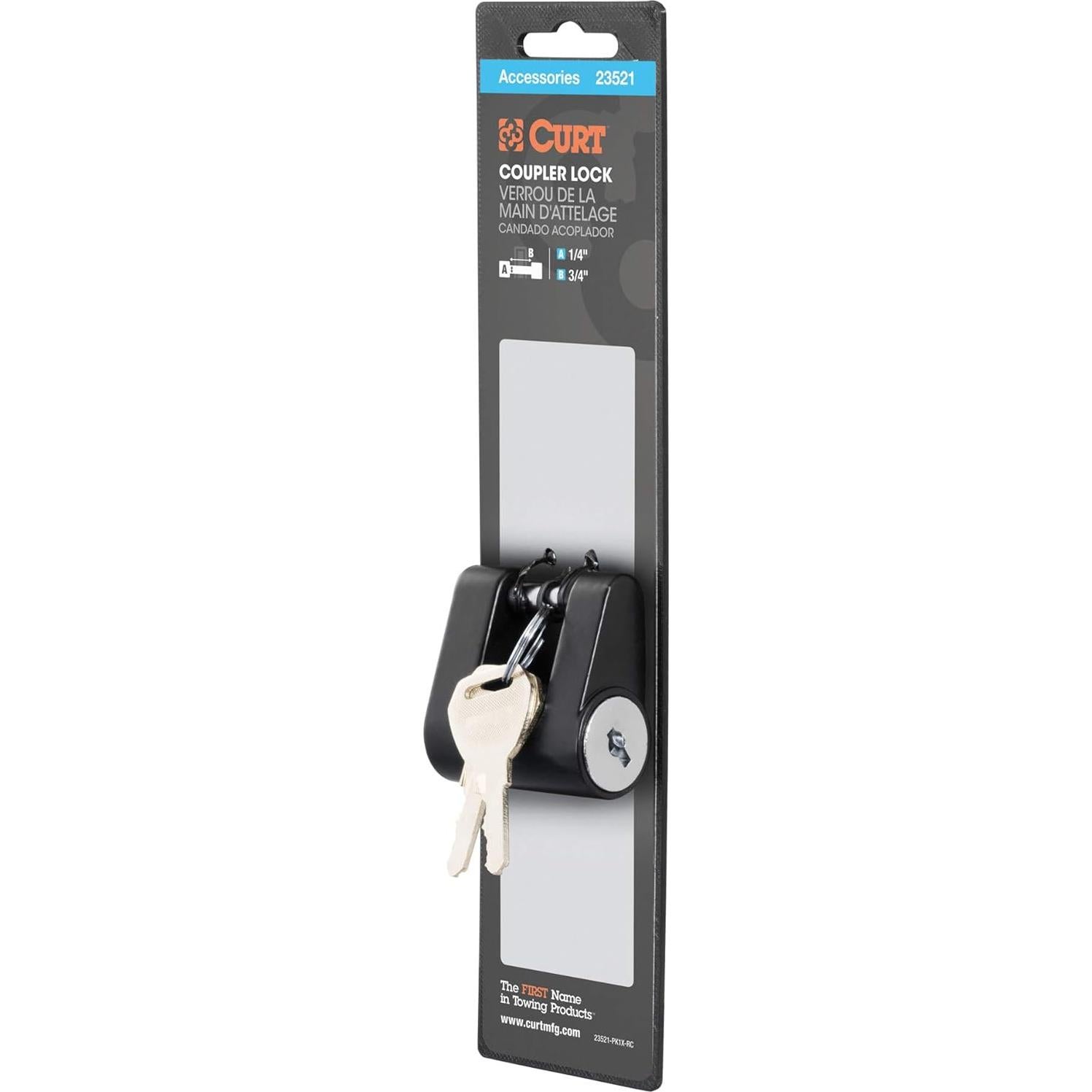 Cerradura de Acoplamiento CURT 23521 Negra 1/4" Pasador