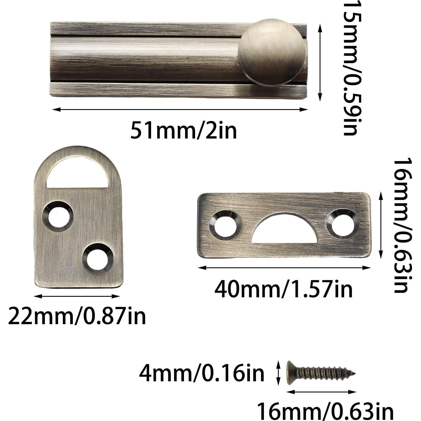 Cerrojo Deslizante de Latón Sólido 51mm Bronce Antiguo Adyoney