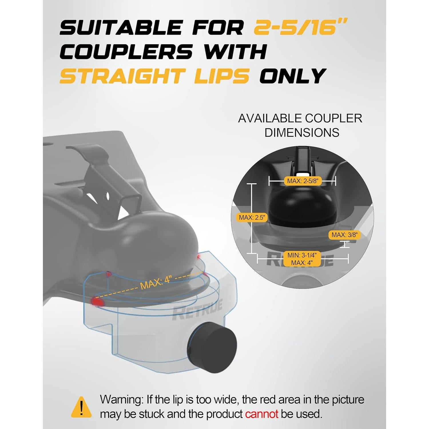 Cerradura de Remolque RETRUE 2 5/16" Alta Resistencia Gris