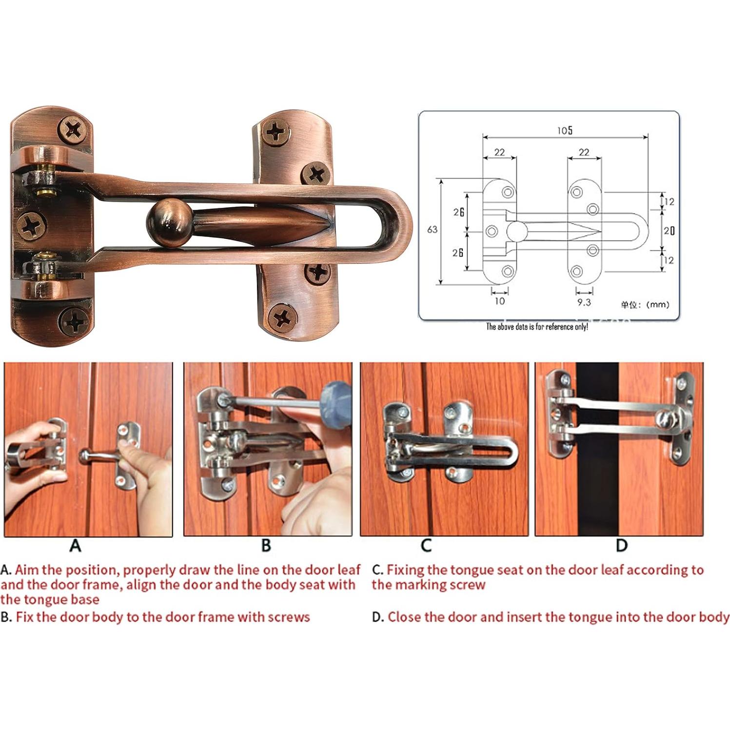 Cerradura de Puerta LBY 2-Pack Alta Resistencia Bronce Rojo