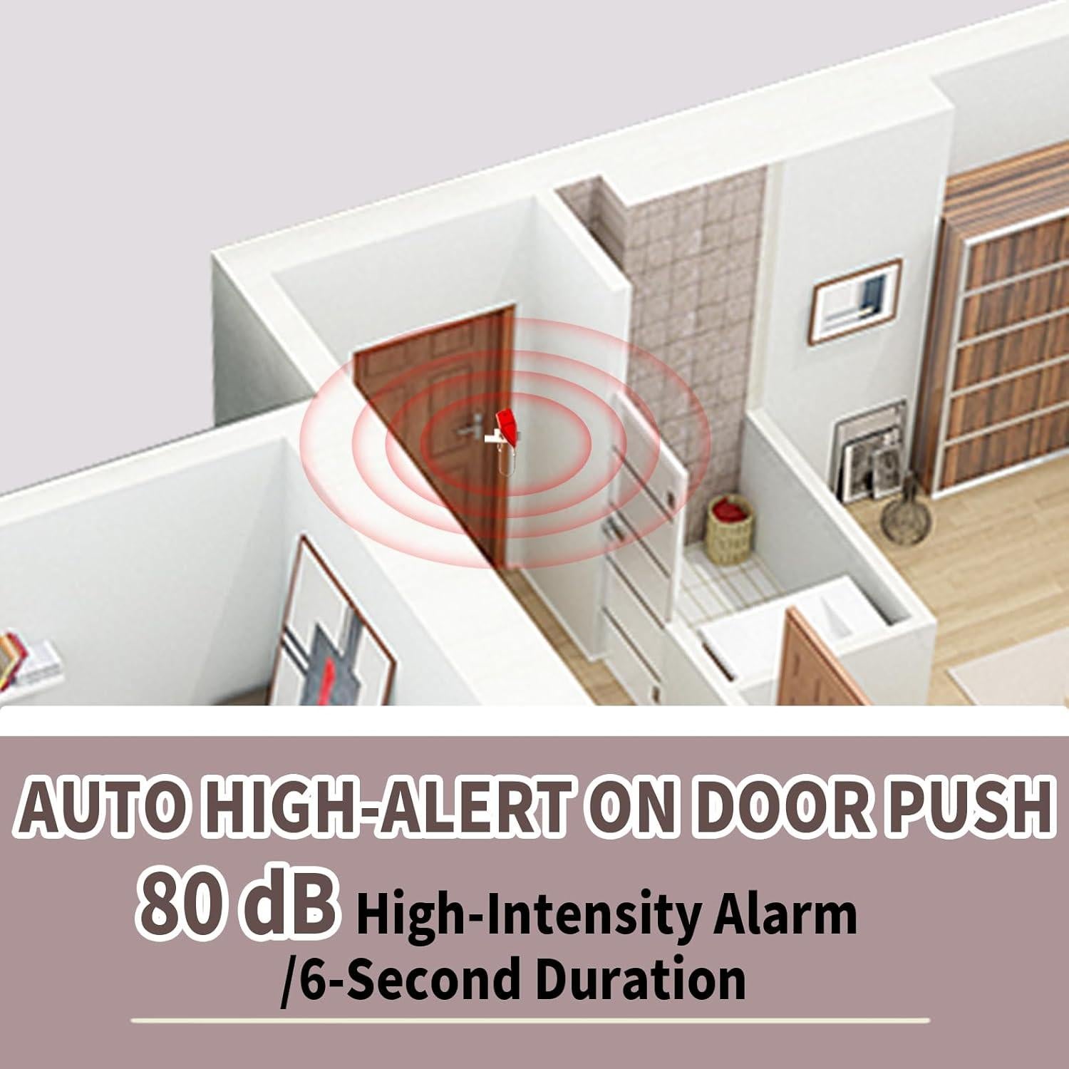 Cerradura de Puerta Portátil PKLIYH con Alarma 120dB - 2 Paquete