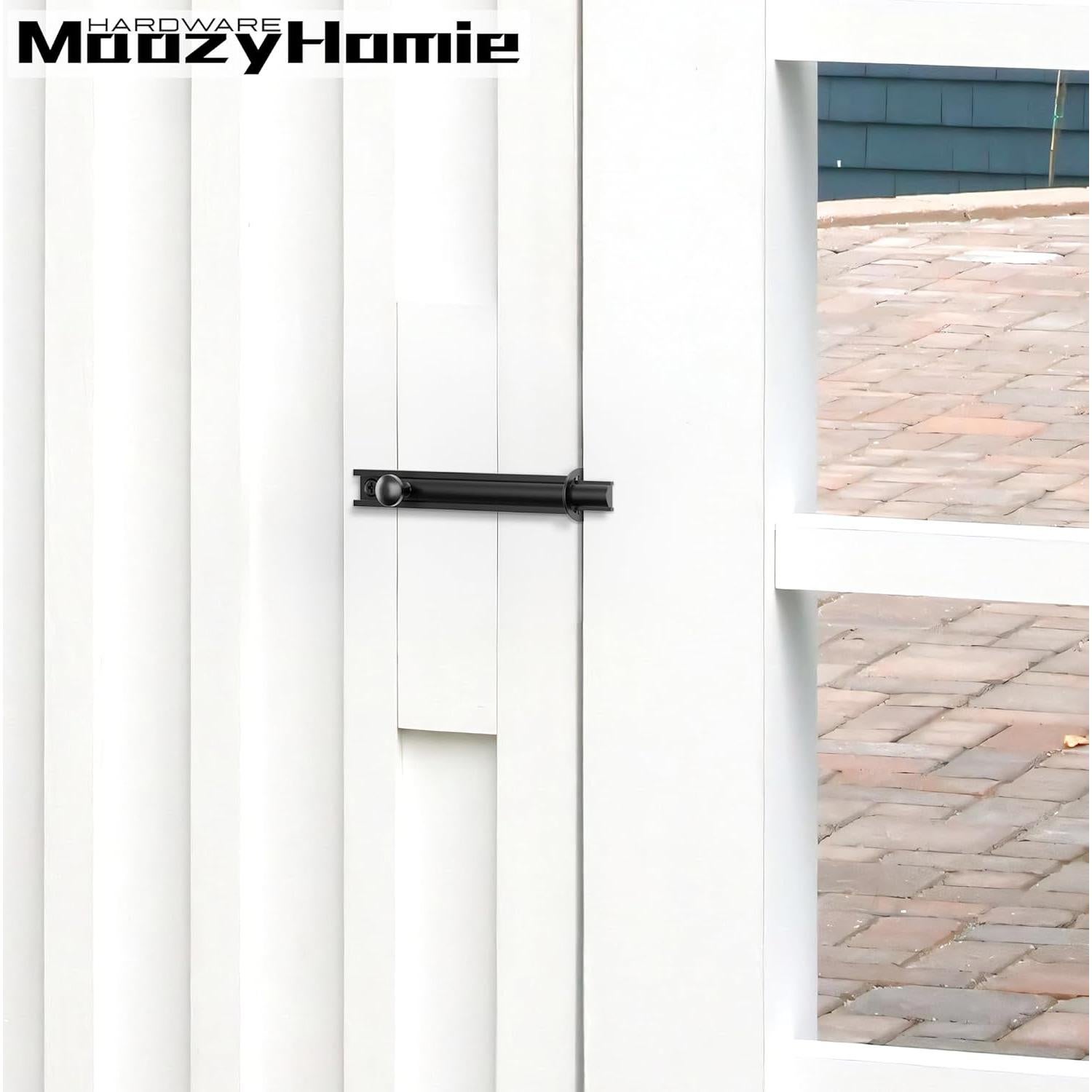 Cerradura de Tornillo Deslizante de Latón Sólido 8 cm Negra - 2 Pzas