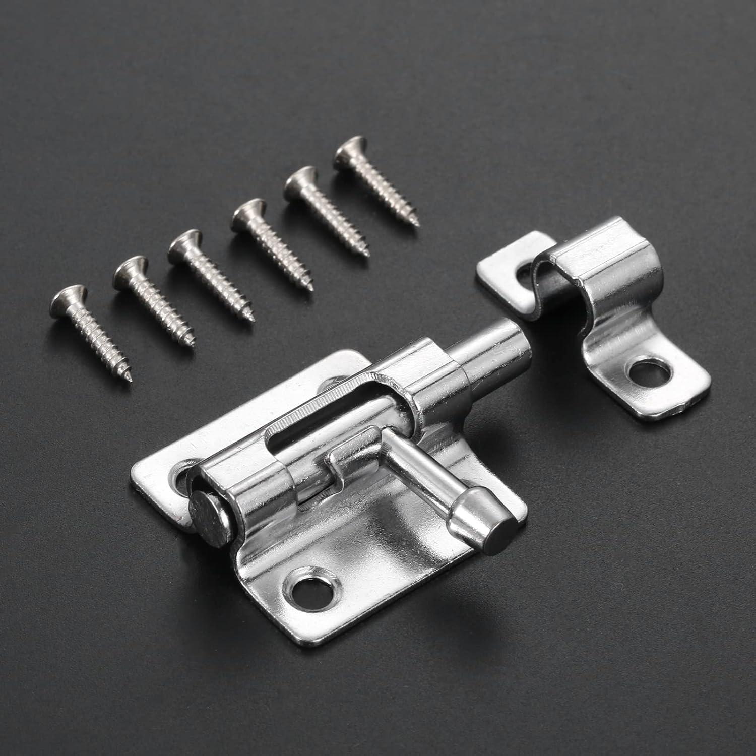 Cerradura Deslizante de Puerta Dophee, Metal Plateado, 2 Piezas