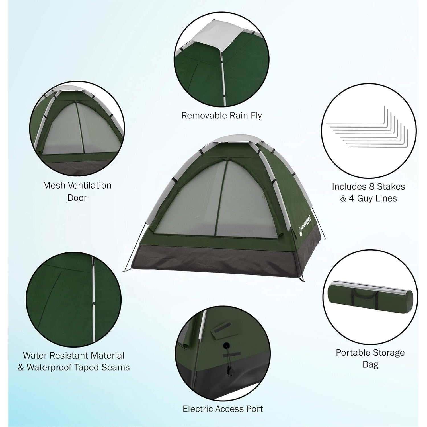 Carpa para 2 Personas Wakeman con Cubierta para Lluvia