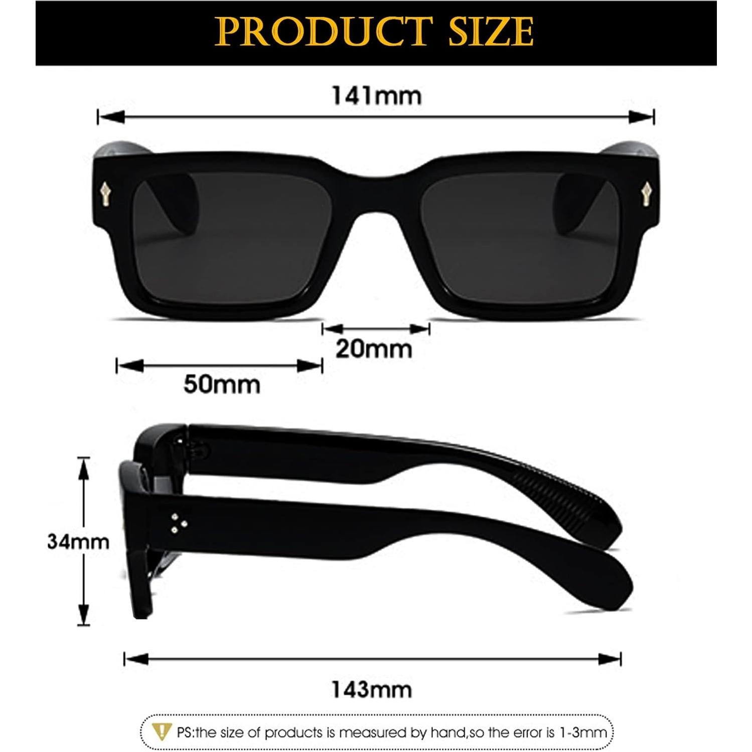 Gafas de sol cuadradas EYLRIM UV400 para unisex, negras