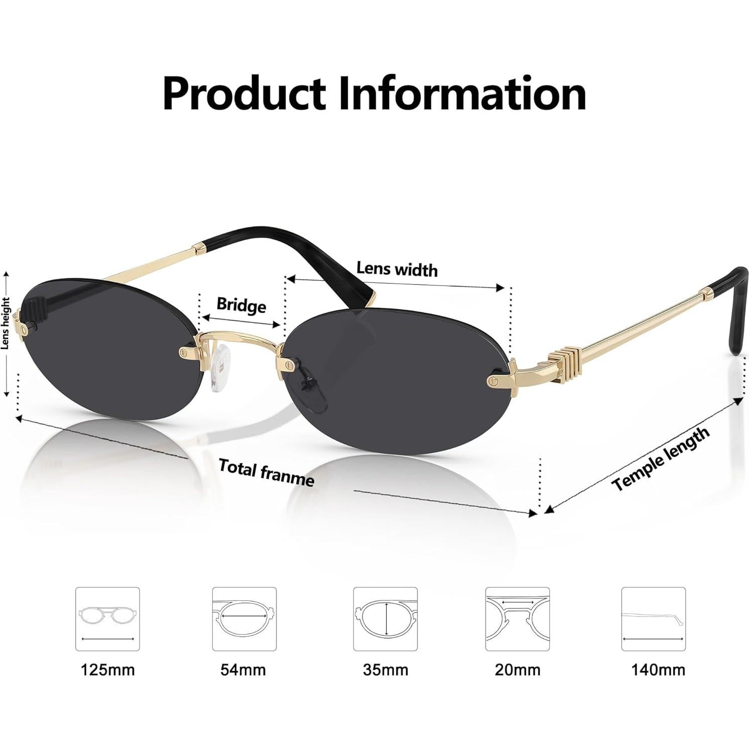 Gafas de sol ovaladas retro TYA con protección UV400