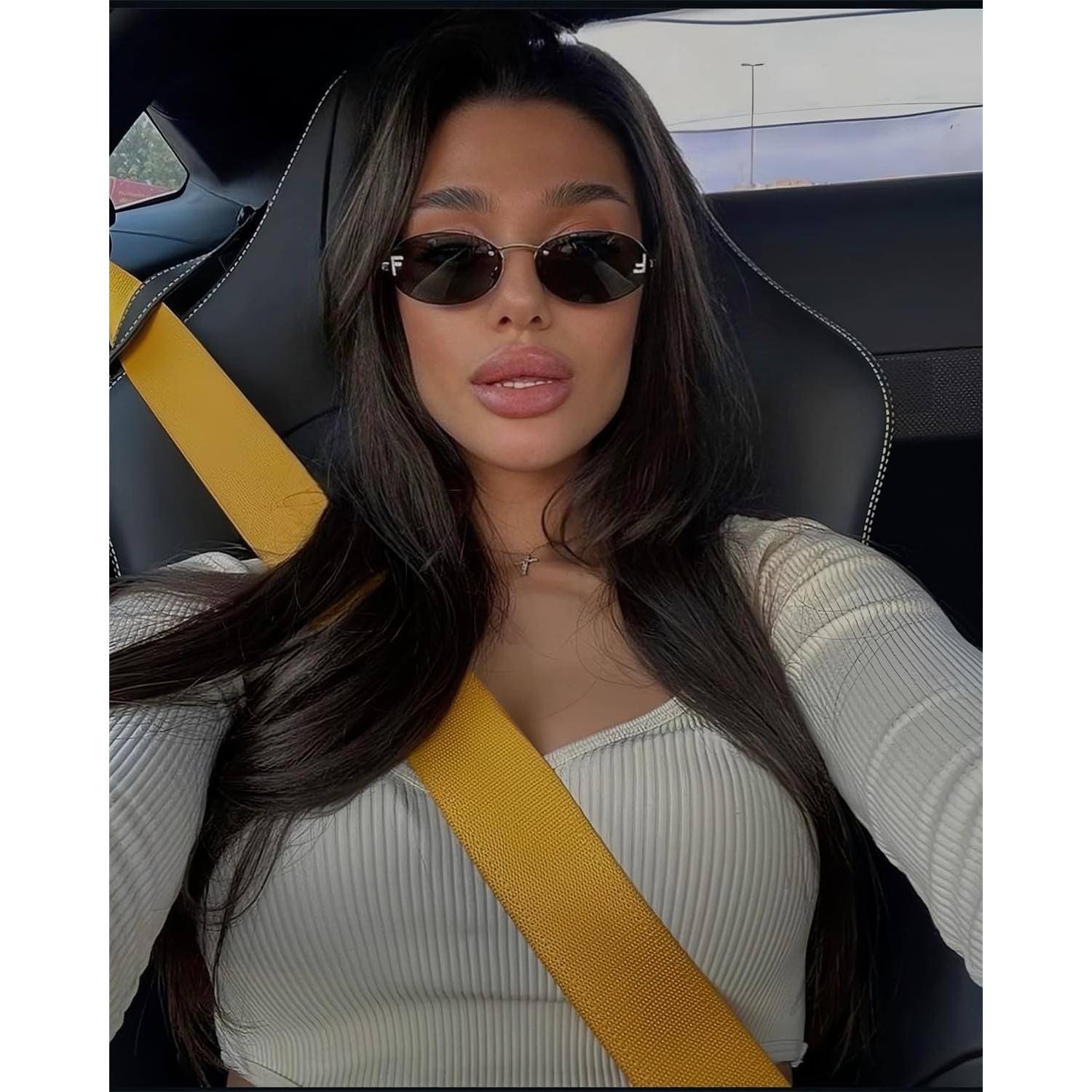 Gafas de sol retro ovaladas Rmerom unisex UV400 doradas