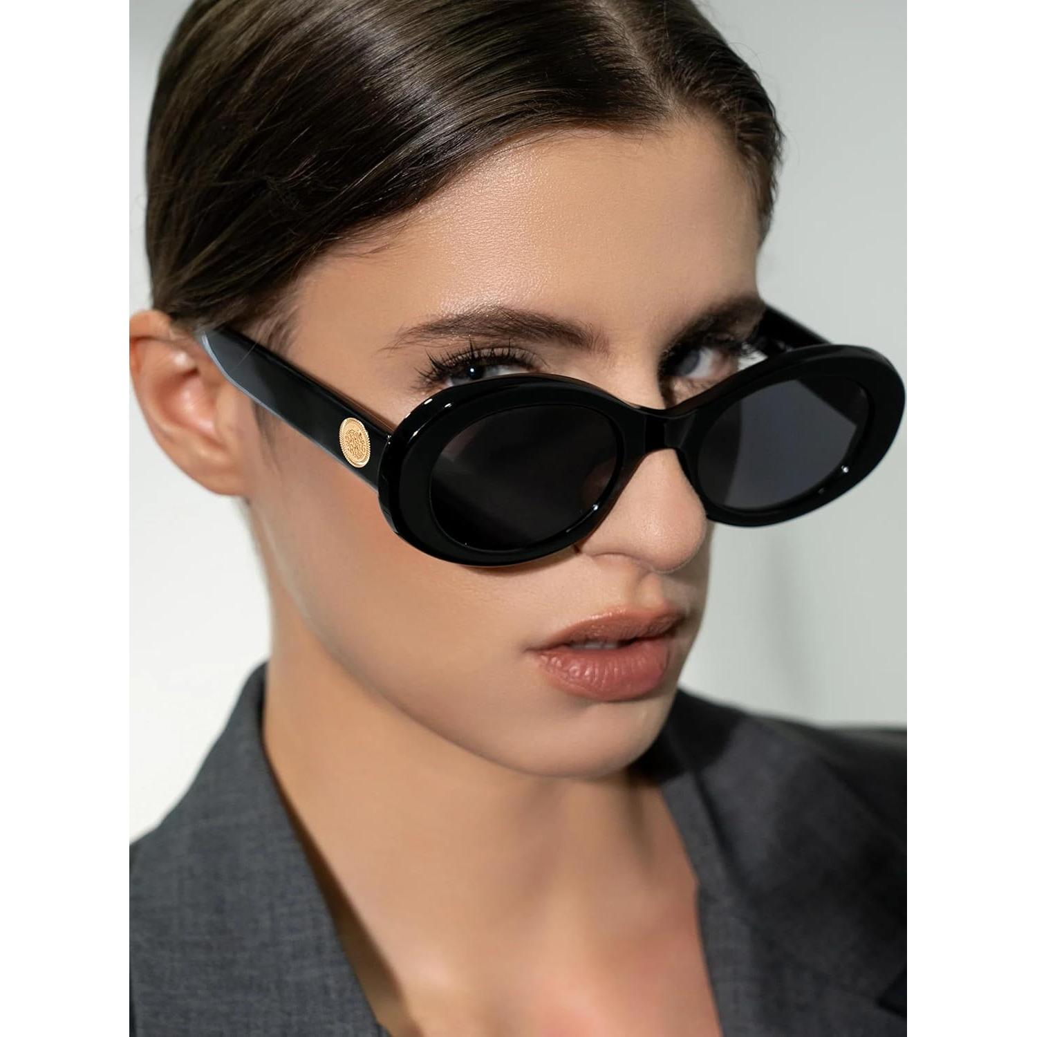 Gafas de sol ovaladas TYA para mujer UV400 marco grueso