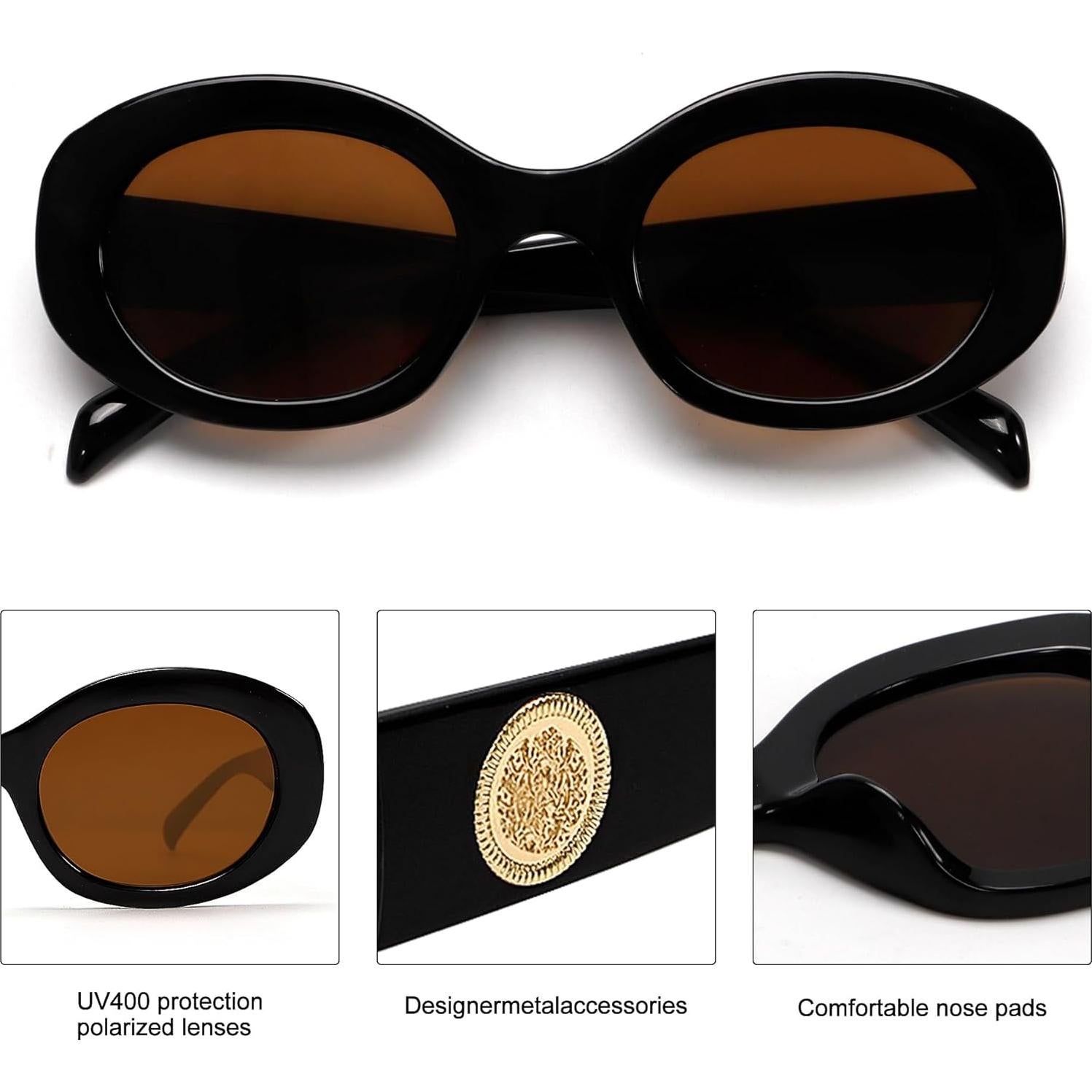 Gafas de sol ovaladas TYA para mujer UV400 marco grueso