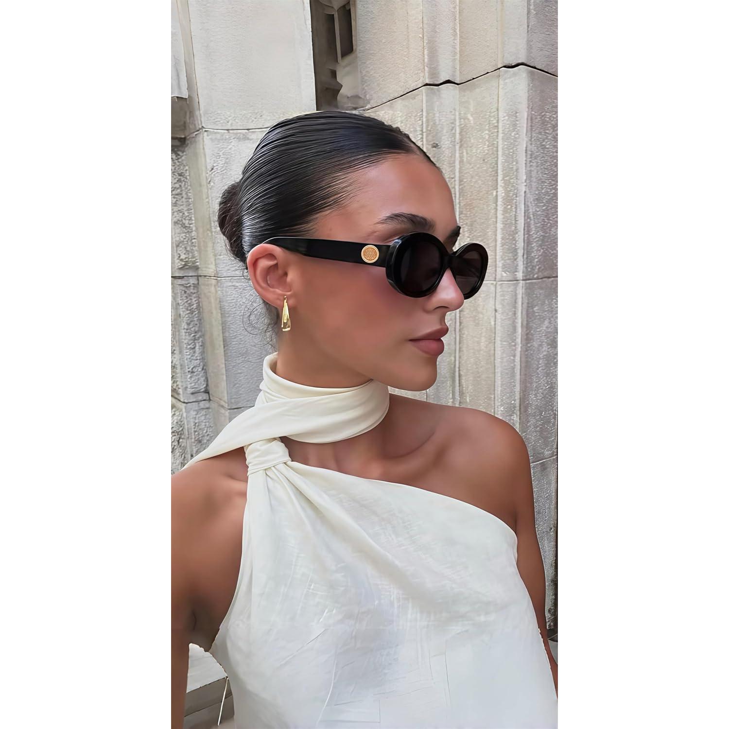 Gafas de sol ovaladas TYA para mujer UV400 marco grueso