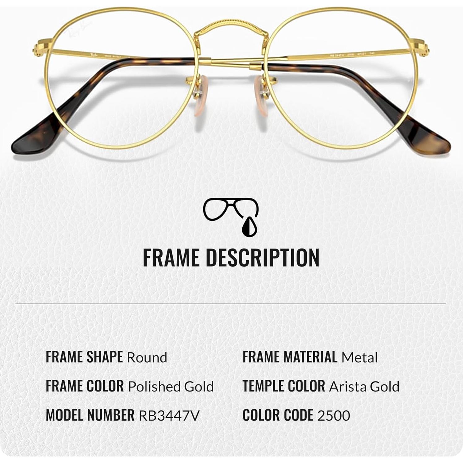 Gafas Ray-Ban RB3447V Redondas de Metal con Kit de Limpieza