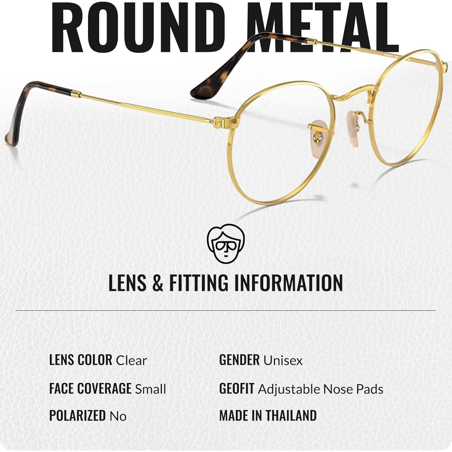 Gafas Ray-Ban RB3447V Redondas de Metal con Kit de Limpieza