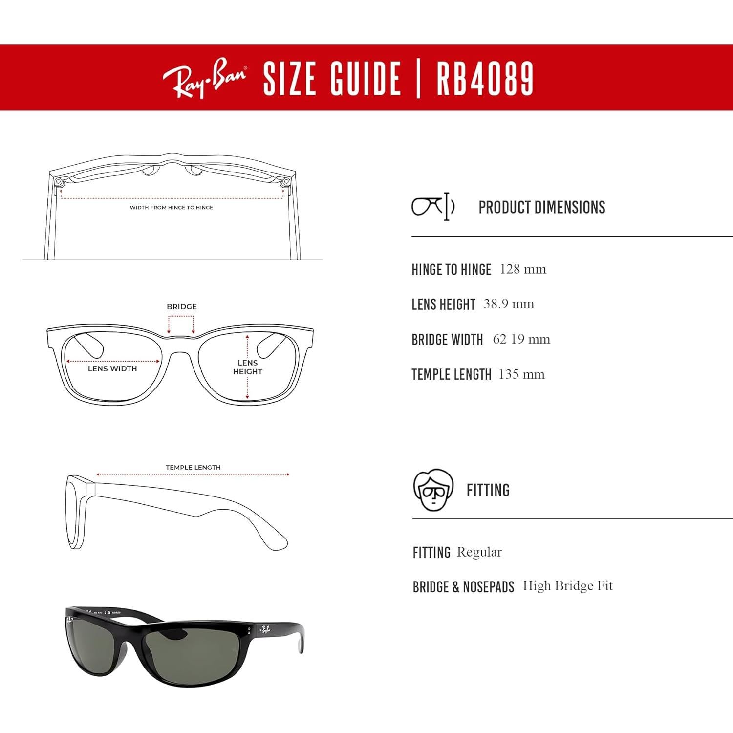 Gafas de Sol Ray-Ban Balorama RB4089 Polarizadas 62mm