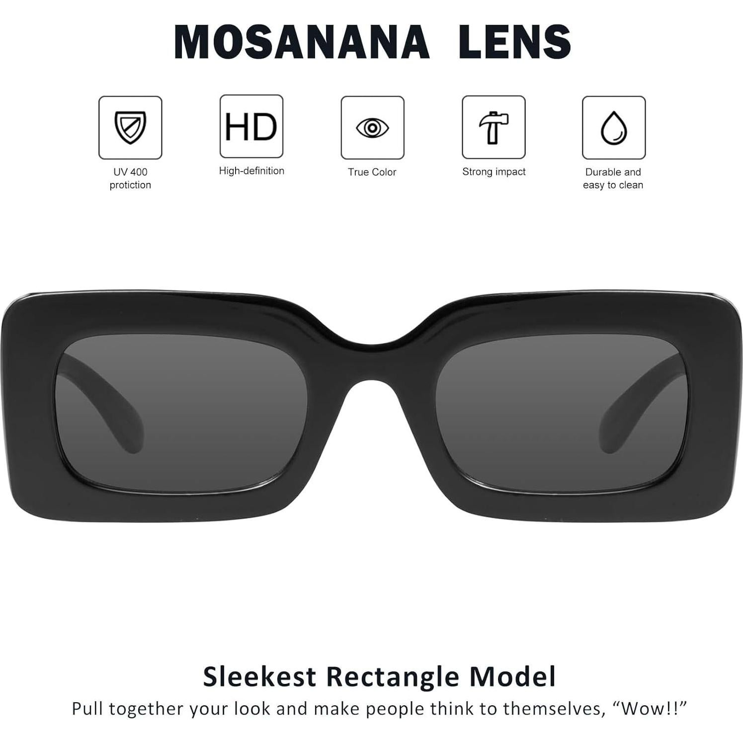 Gafas de sol rectangulares Mosanana UV400 para hombres y mujeres